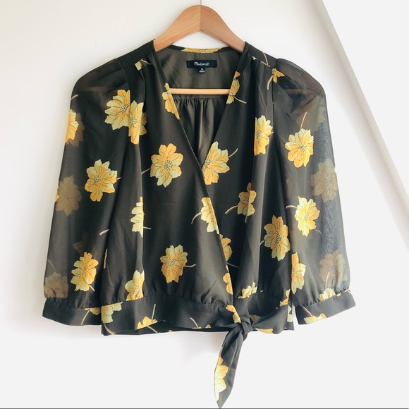 Madewell Tops - Madewell Effie Floral Green yellow top sz XS